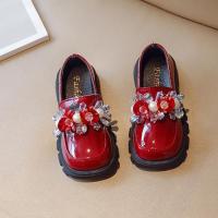 Rubber & PU Leather Girl Moccasin Gommino hardwearing & anti-skidding & breathable & with rhinestone Pair