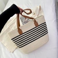 Cotton Cord Tote Bag & Easy Matching Woven Shoulder Bag large capacity striped PC