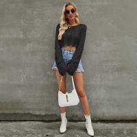 Acrylic Crop Top Women Knitwear & loose Polyester Solid PC