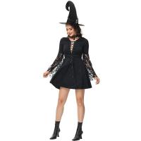 Poliéster Traje de cosplay de las mujeres de halloween, sombrero & falda & collar, negro,  trozo