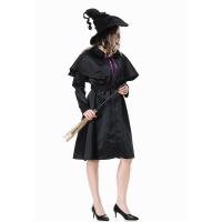 Poliéster Traje de cosplay de las mujeres de halloween, sombrero & falda & cinturón & chal, negro,  trozo