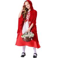 Polyester Costume de petit chaperon rouge d’enfants Jupe & Châle Rouge pièce