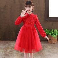 Cotton Princess & Ball Gown Girl One-piece Dress patchwork Solid PC