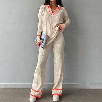 Polyester Women Casual Set & two piece Pants & top patchwork Solid Set