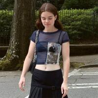 Milk Fiber Slim Women Short Sleeve T-Shirts midriff-baring printed Others PC