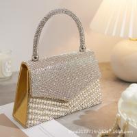 PU Leather & Plastic Pearl & Polyester Easy Matching Clutch Bag with chain & with rhinestone PC