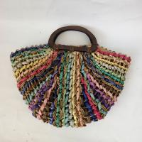 Straw Easy Matching Woven Tote large capacity rainbow pattern multi-colored PC