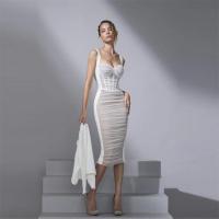 Gauze Slim Sexy Package Hip Dresses deep V & backless stretchable Solid PC