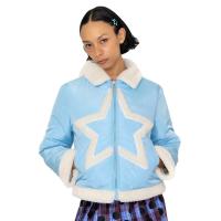 Polyester windproof Women Parkas fleece & thermal Solid blue PC
