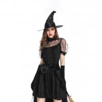 Poliéster Traje de cosplay de las mujeres de halloween, guante & sombrero & falda, negro,  trozo