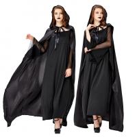 Polyester Costume de vampire de femmes Manteau & Jupe Noir Ensemble