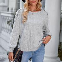 Polyester Slim Women Long Sleeve T-shirt autumn and winter design knitted Solid PC