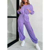 Polyester Women Casual Set slimming & loose Long Trousers & long sleeve T-shirt patchwork Solid Set