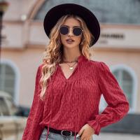 Polyester lace & Soft Women Long Sleeve Shirt see through look Solid PC