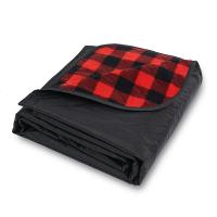 Polyester Outdoor Camping Blanket durable & portable printed plaid red and black PC