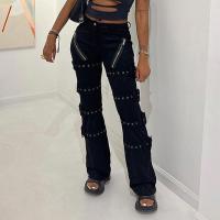 Spandex & Polyester & Cotton Slim Women Long Trousers black PC