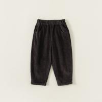 Corduroy Children Long Trousers & loose patchwork Solid dark gray PC