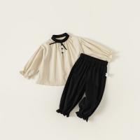 Cotton Children Clothes Set contrast color & Cute Pants & top patchwork Solid Set