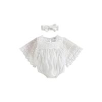 Coton Costume de bébé rampant Costume de bébé rampant & Bande de cheveux Patchwork Blanc pièce
