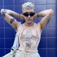 Polyester Vrouwen Mouwloos T-shirt Afgedrukt Anderen veelkleurig stuk