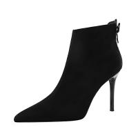 Suede Stiletto High-Heeled Shoes fleece black Pair