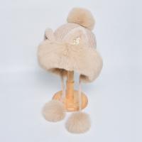 Plush Knitted Hat cat ears & with fur ball & thicken & thermal knitted Solid : PC