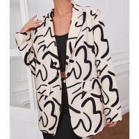 Polyester Women Suit Coat & loose printed Apricot PC