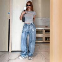 Cotton Hip-hugger Women Jeans & loose patchwork Solid PC