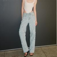 Cotton Slim Women Jeans patchwork Solid PC