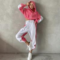 Cotton Women Sportswear Set & two piece & loose Pants & top patchwork Others two different colored Set