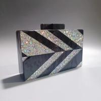 Acrylic & Sequin hard-surface & Easy Matching Clutch Bag with chain patchwork mixed colors PC