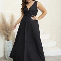 Spandex & Polyester Slim & Plus Size Long Evening Dress backless Solid black PC