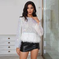 Sequin & Polyester Women Long Sleeve Blouses slimming patchwork PC