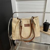 Straw Bucket Bag Woven Tote large capacity & attached with hanging strap Solid PC