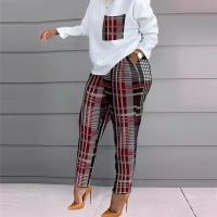 Polyester Plus Size Women Casual Set & loose Long Trousers & long sleeve T-shirt printed Set