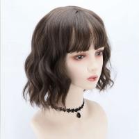 High Temperature Fiber short hair & can be permed and dyed & Wavy Wig brown PC
