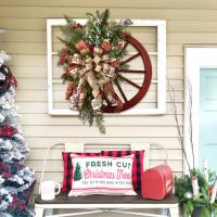 Chiffon & Bois & Plastique Cintre de porte de Noël couleurs mixtes pièce
