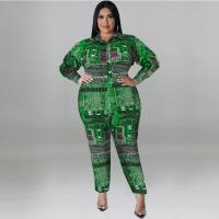 Polyester Plus Size Long Jumpsuit slimming printed PC