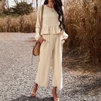 Linen lace Women Casual Set & two piece & loose Solid Set