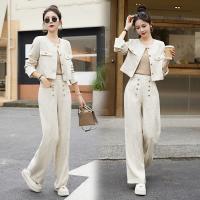 Polyester Women Casual Set slimming & two piece Pants & top white Set