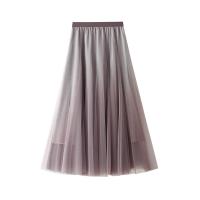 Gauze High Waist Maxi Skirt large hem design patchwork Others : PC