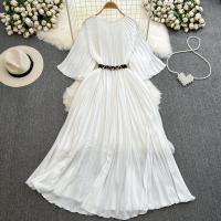 Polyester Waist-controlled One-piece Dress large hem design & slimming Solid : PC