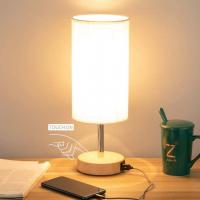 Cloth & Wood & Iron touch screen Table Lamp different power plug style for choose PC