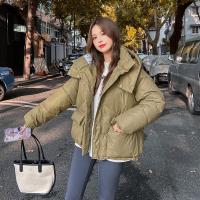 Polyester Women Parkas slimming & with detachable hat & loose & thermal Solid PC