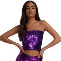 Sequin & Polyester Slim Tube Top midriff-baring : PC