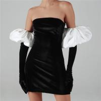 Polyester Slim & Step Skirt Tube Top Dress glove patchwork Solid PC