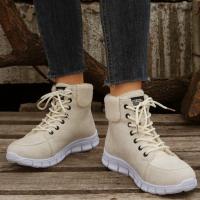 Synthetic Leather Boots hardwearing & thermal beige Pair