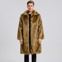 Acrylic windproof & Plus Size Men Overcoat mid-long style & thicken & thermal Solid brown PC