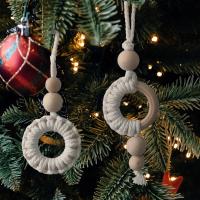 Cotton thread & Wood Christmas Tree Hanging Decoration christmas design & two piece weave Set