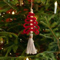 hilo de algodón Árbol de Navidad colgando de la decoración, hecho a mano,  trozo